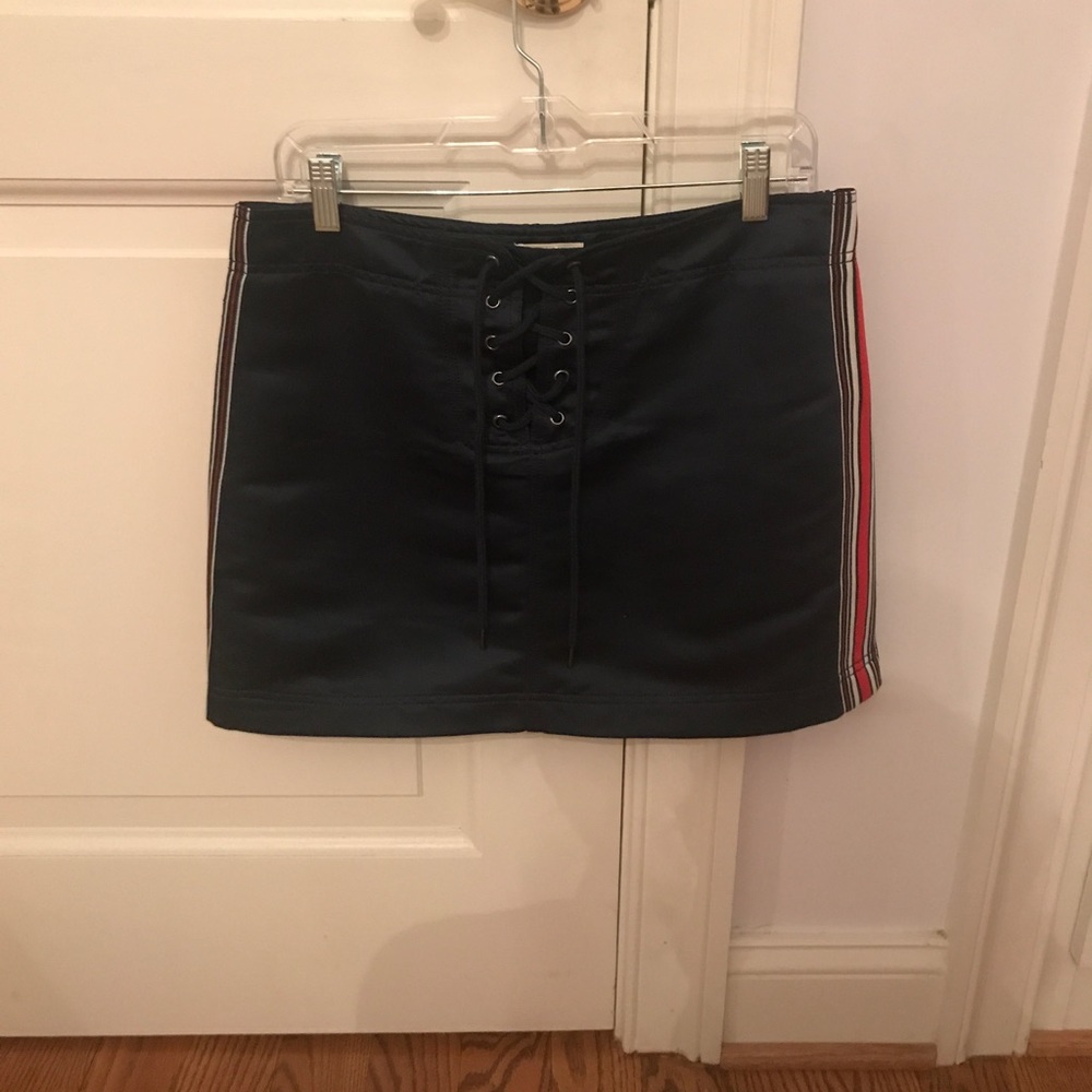 Silence + Noise silk track mini skirt